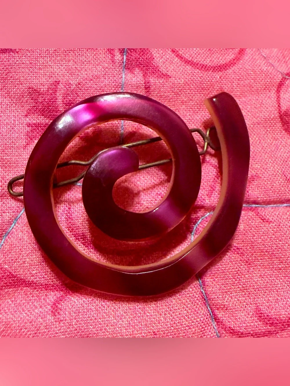 Vintage Purple Spiral Hair Clip Barrette, Made in Belgium, 1.75”